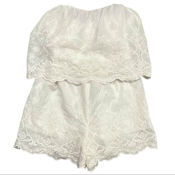 The Impeccable Pig White Eyelet Strapless Romper Sz S - Picture 1 of 11